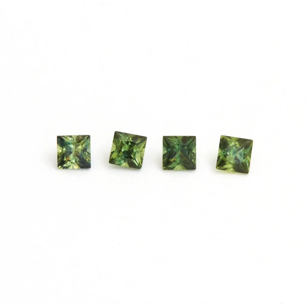 1.75 to 3.5mm Dark Green Australian Sapphire Princess Cuts