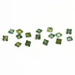 1.75 to 3.5mm Dark Green Australian Sapphire Princess Cuts