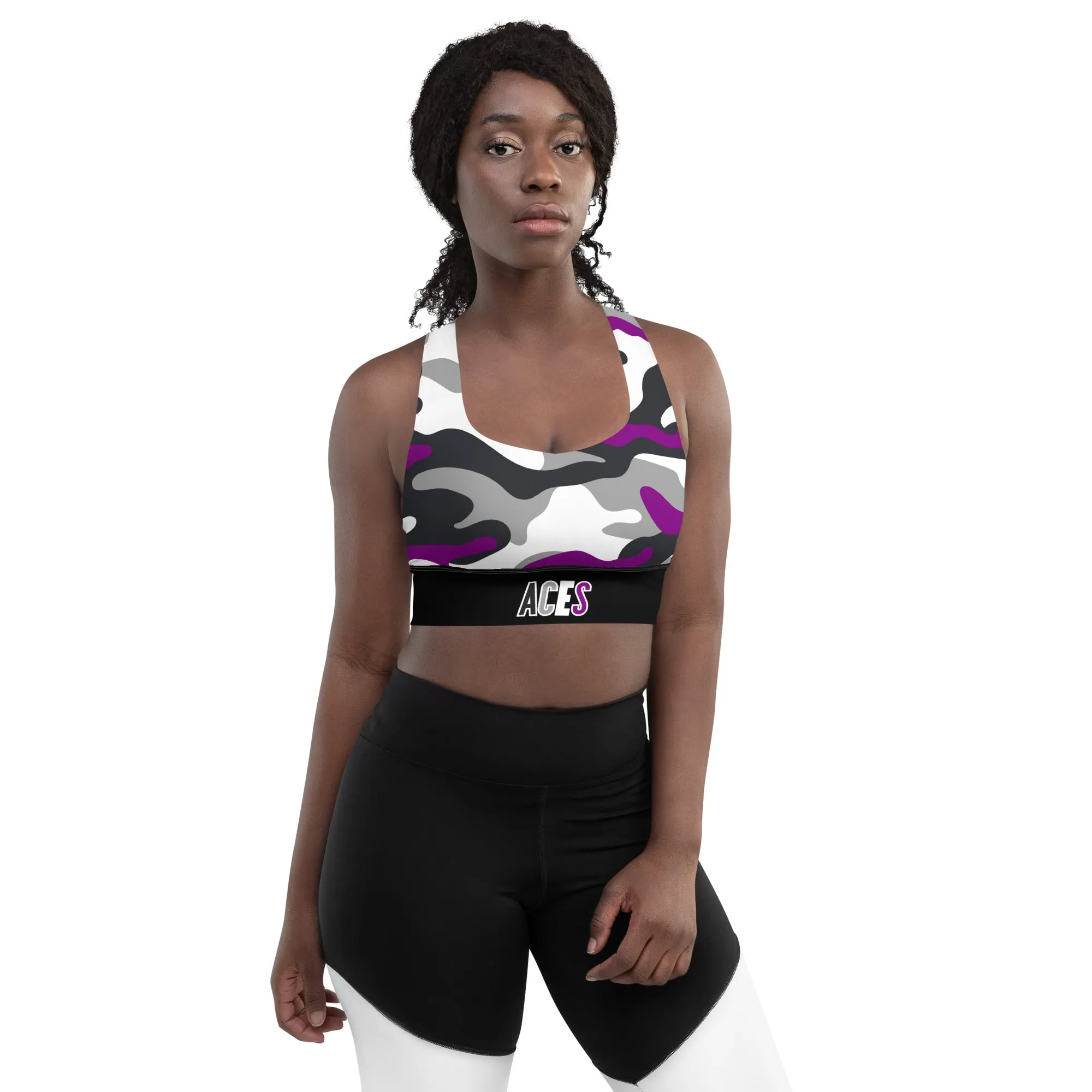 Aces Asexual Pride Camo Sports Bra