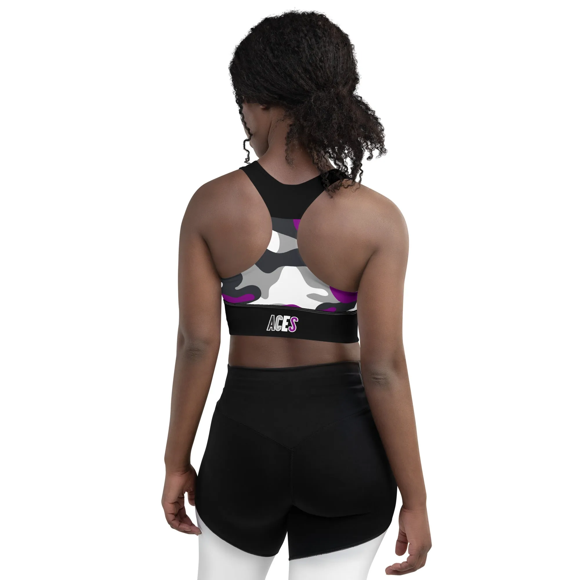 Aces Asexual Pride Camo Sports Bra