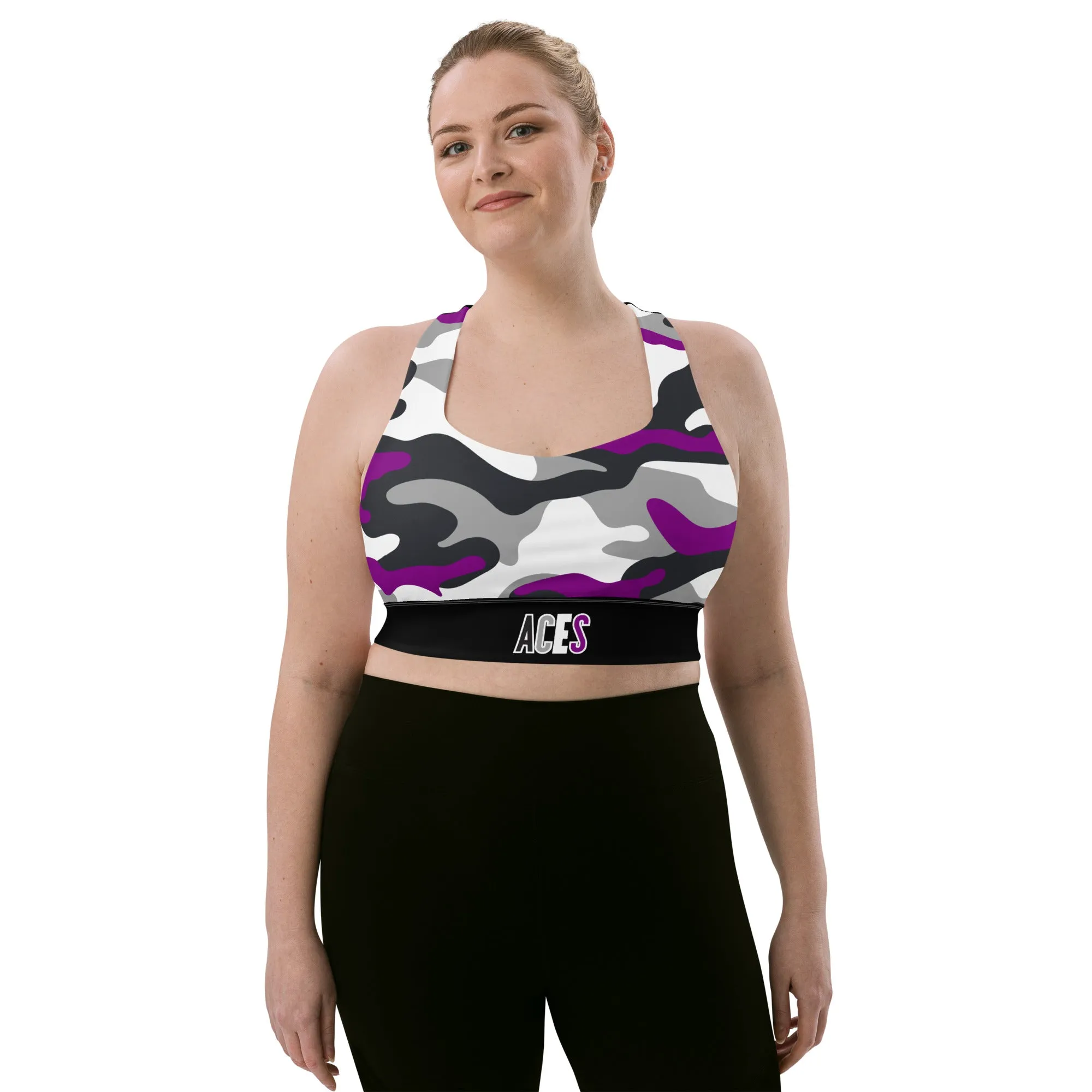 Aces Asexual Pride Camo Sports Bra