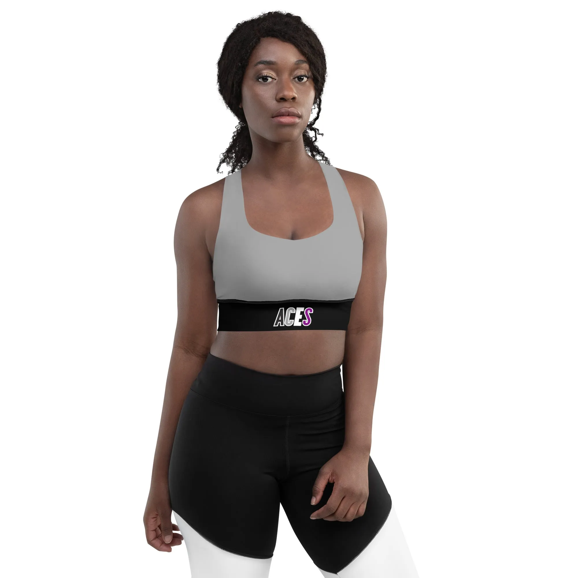 Aces Asexual Pride Gray Sports Bra