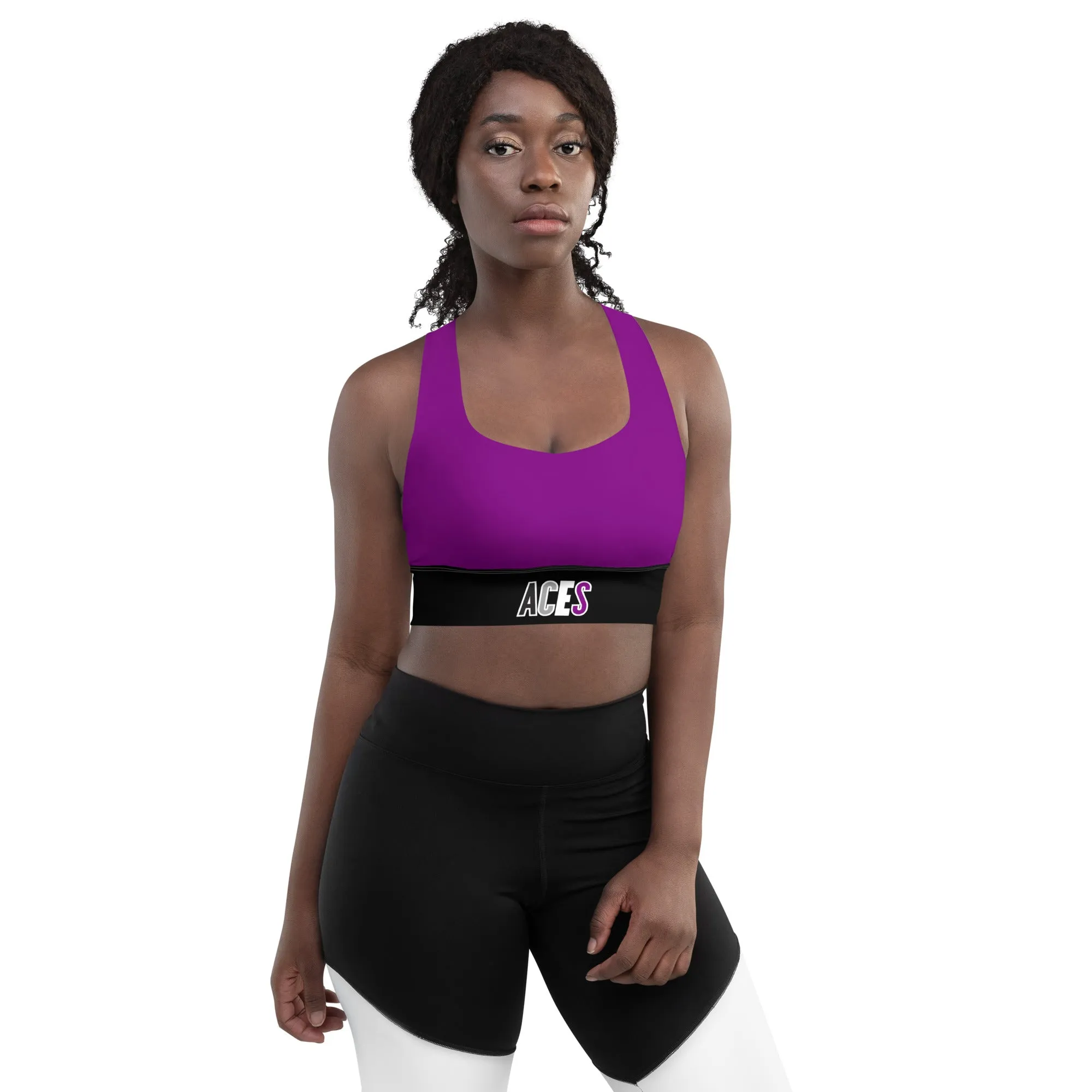 Aces Asexual Pride Purple Sports Bra