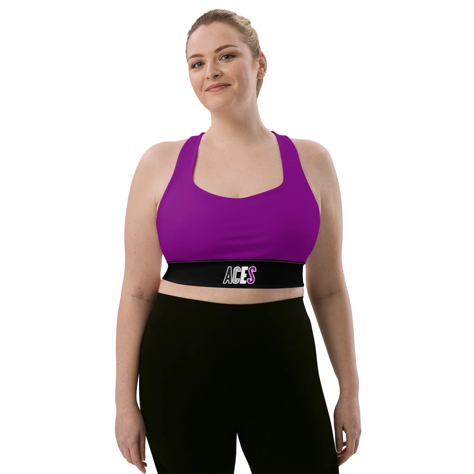 Aces Asexual Pride Purple Sports Bra