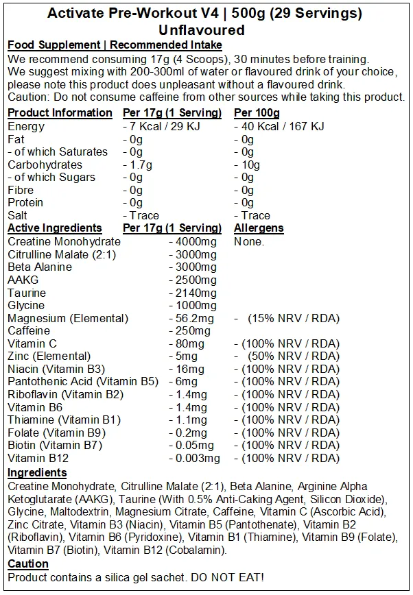 Activate Pre Workout v4