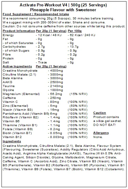 Activate Pre Workout v4