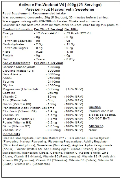 Activate Pre Workout v4