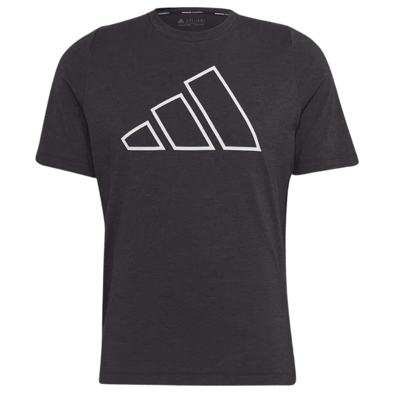 Adidas Mens Training Icons 3 Bar Black Training T-Shirt