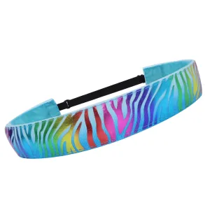 Adjustable No Slip Metallic Print Headband - Zebra