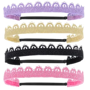 Adjustable No Slip Tiara Crown Headbands - 4 Pack