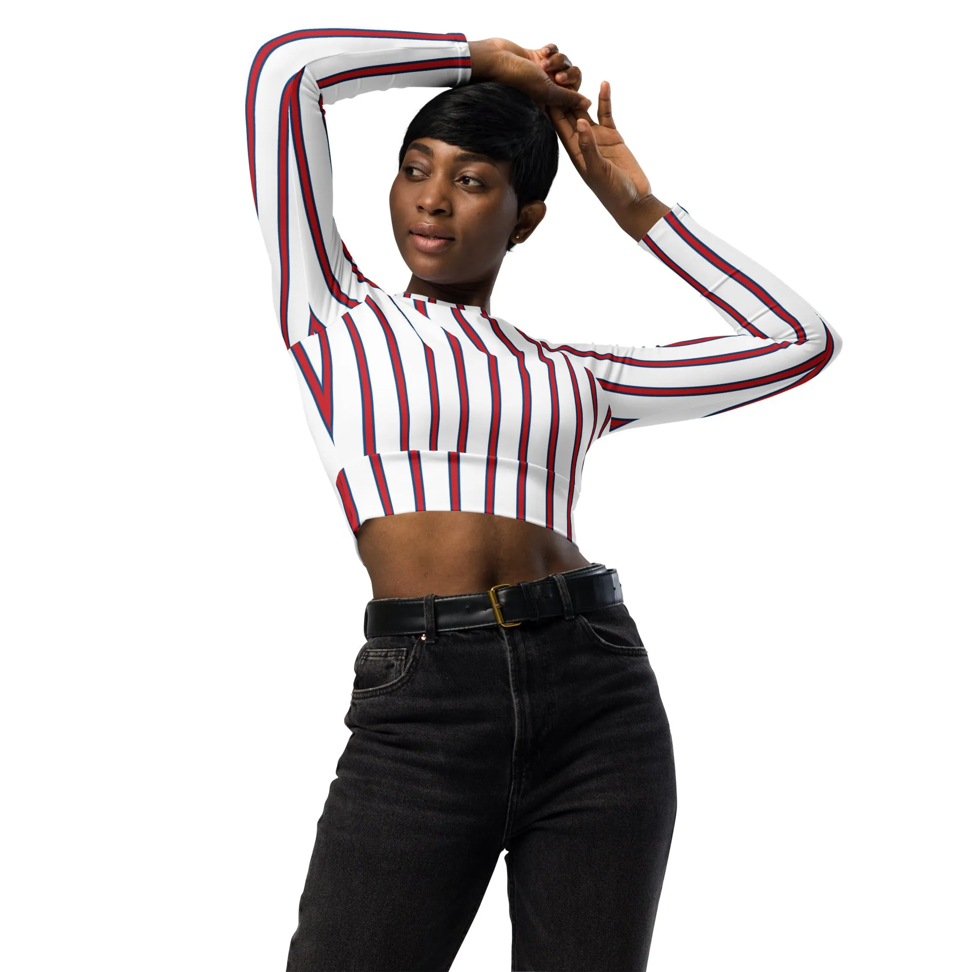 Americana Striped Recycled long-sleeve crop top