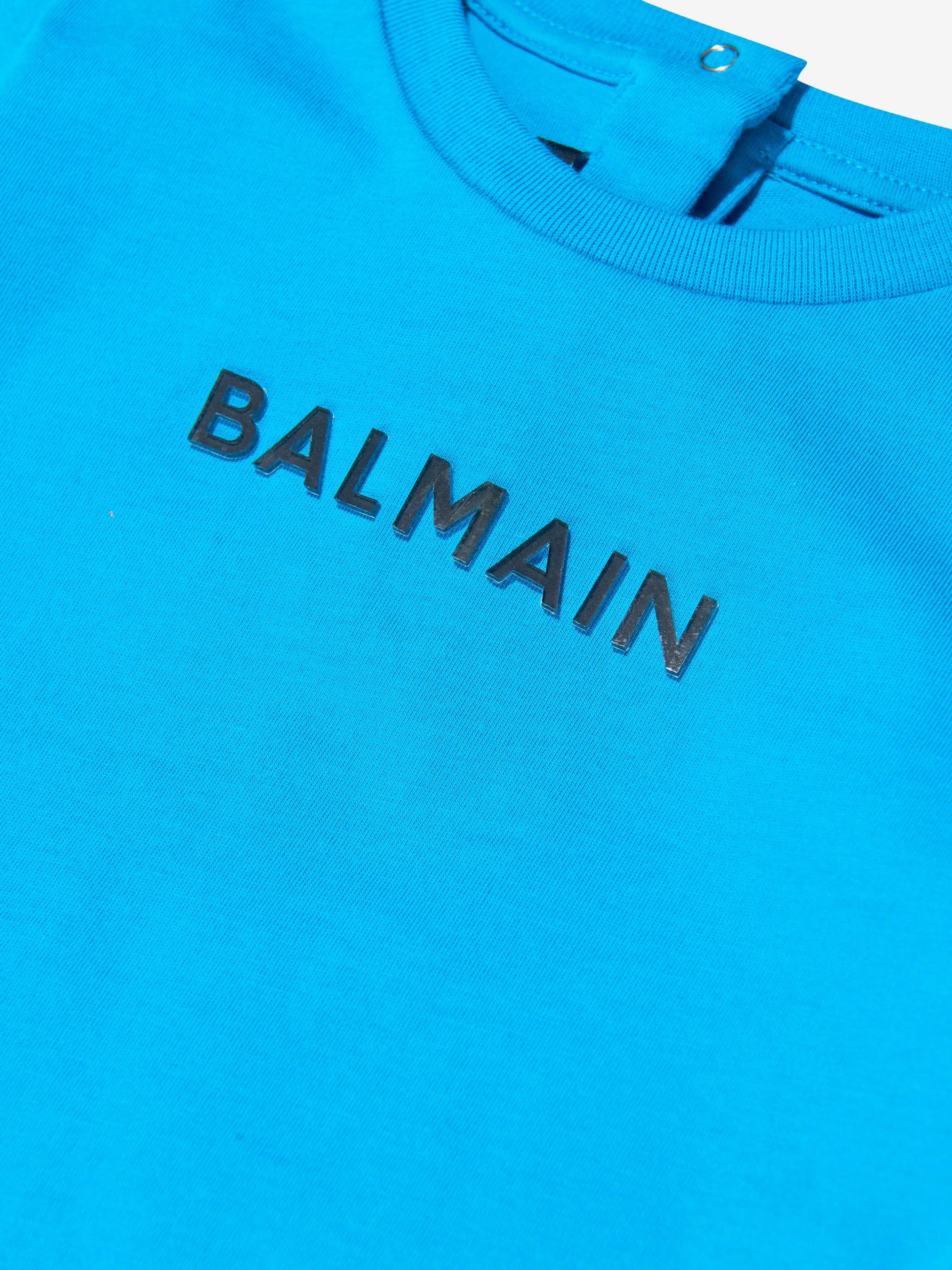 Balmain Baby Boys Logo T-Shirt in Blue