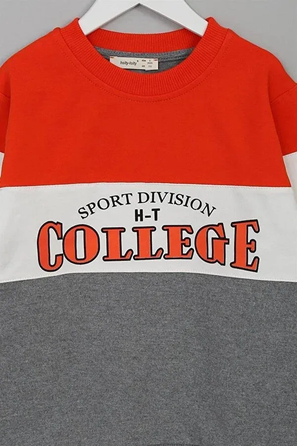 Barmy Boy's Red College Font Printed Sweatshirt