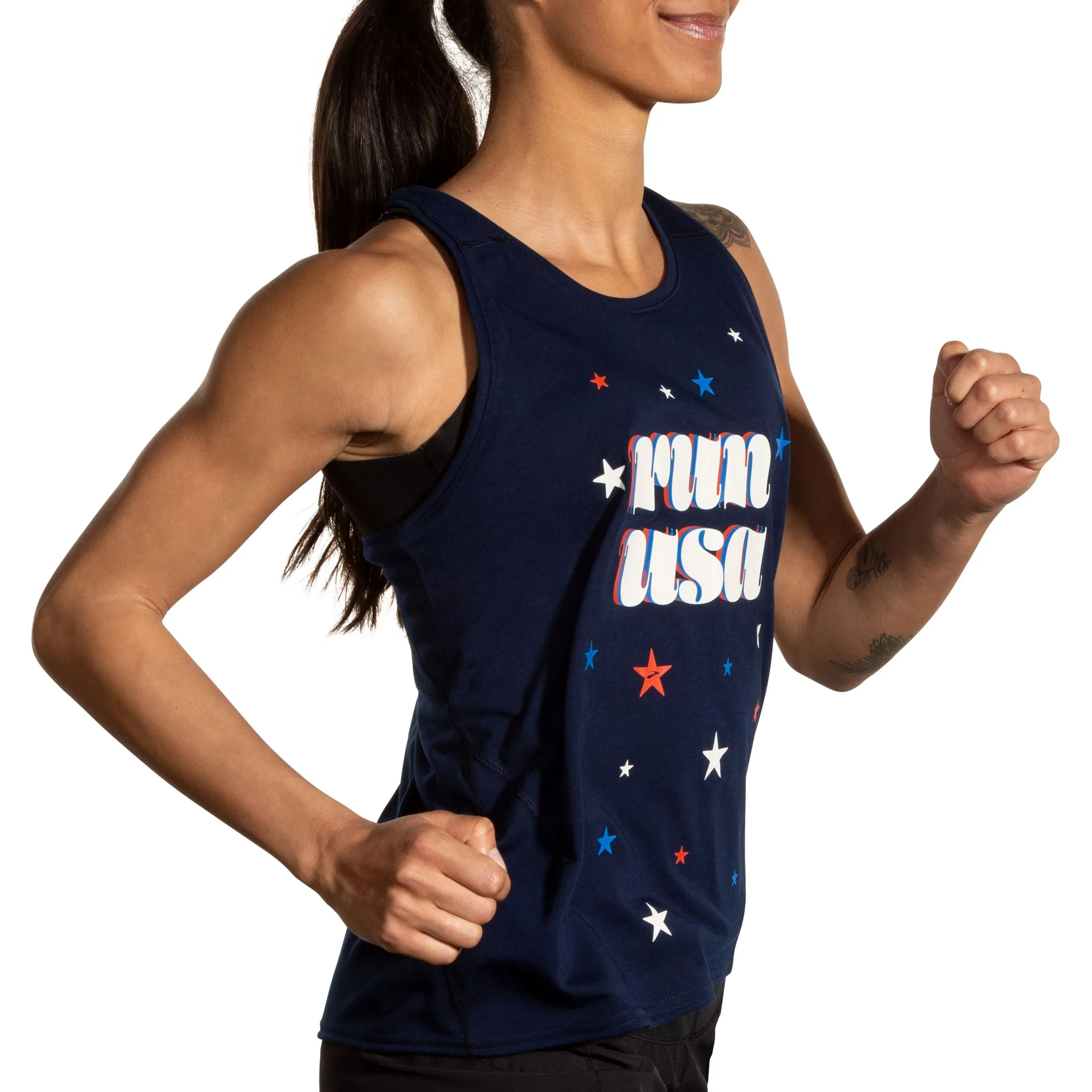 Brooks | Distance Tank 3.0 | Women's | Navy/Run USA