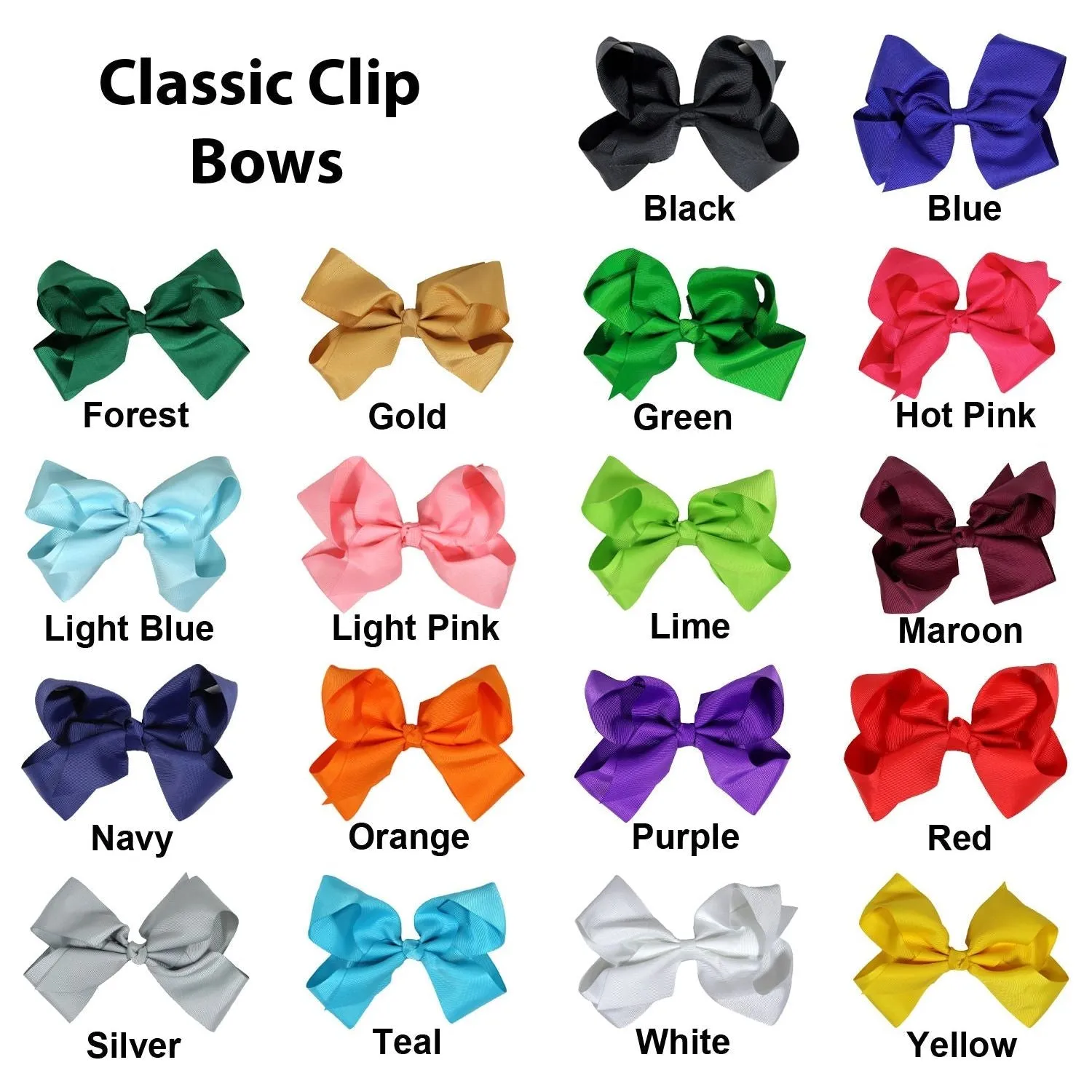 Classic Hair Bow OG for Girls Bows with Clip Holder You Pick Colors & Quantities