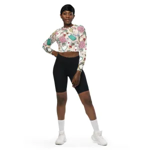 Down the rabbit hole Alice inspired Recycled long-sleeve crop top