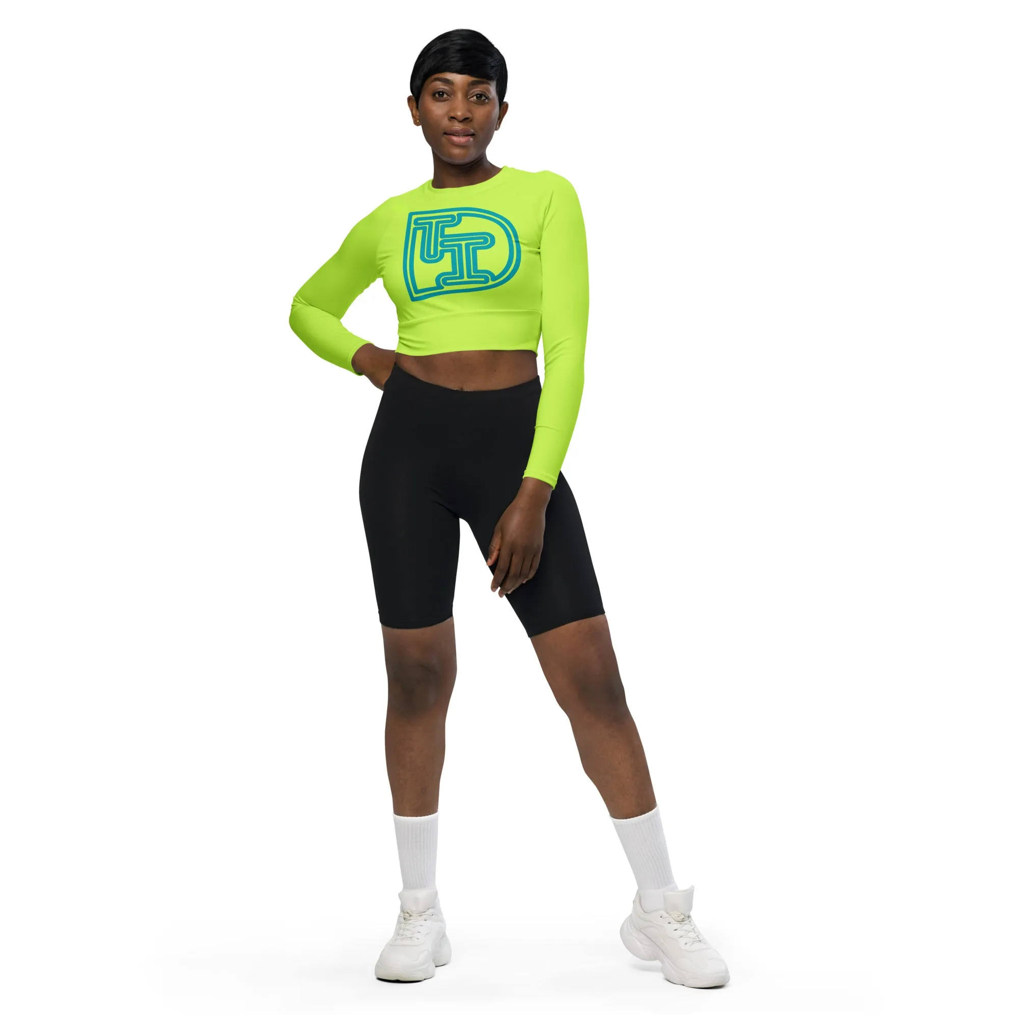 Eco-Friendly DTI Caf Green Recycled Long-Sleeve Crop Top for Sustainable Fashion