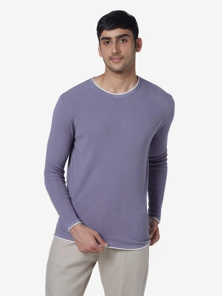 ETA Lilac Slim-Fit Knit Textured T-Shirt