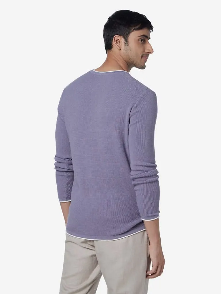 ETA Lilac Slim-Fit Knit Textured T-Shirt