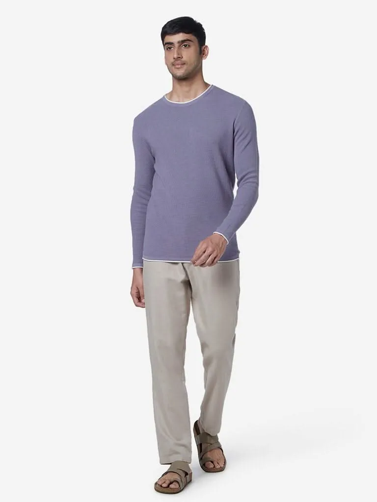 ETA Lilac Slim-Fit Knit Textured T-Shirt