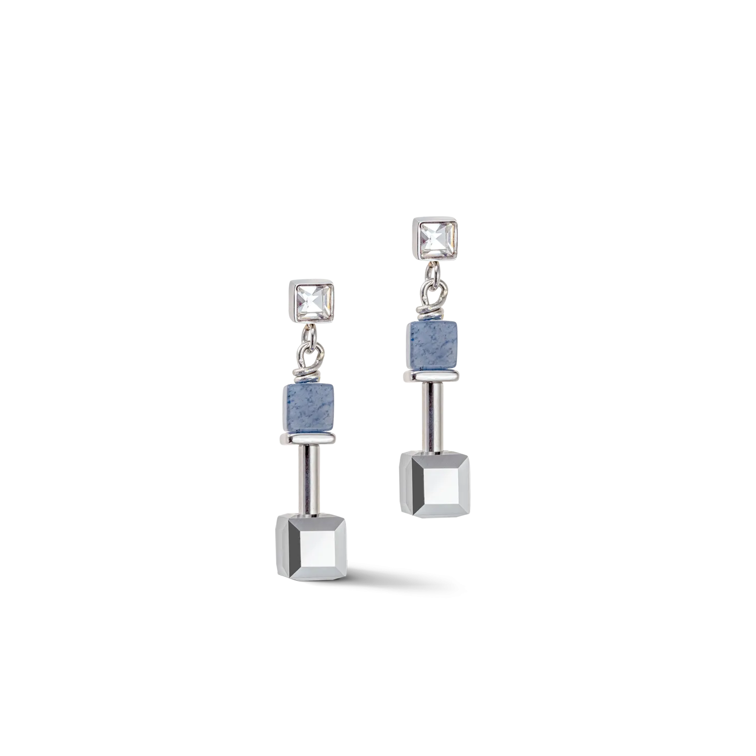 GeoCUBE® Precious & Slider Closure earrings silver-blue