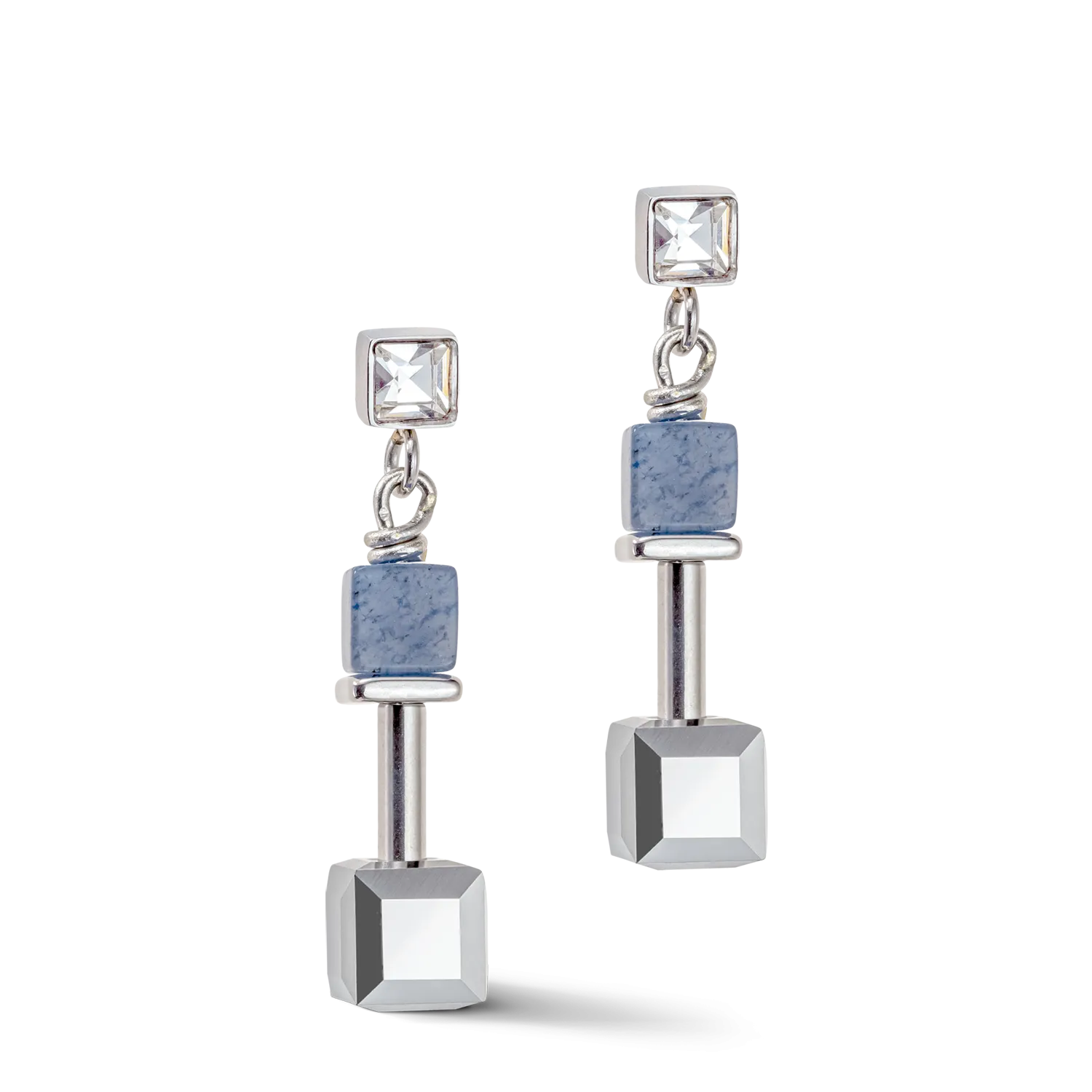 GeoCUBE® Precious & Slider Closure earrings silver-blue