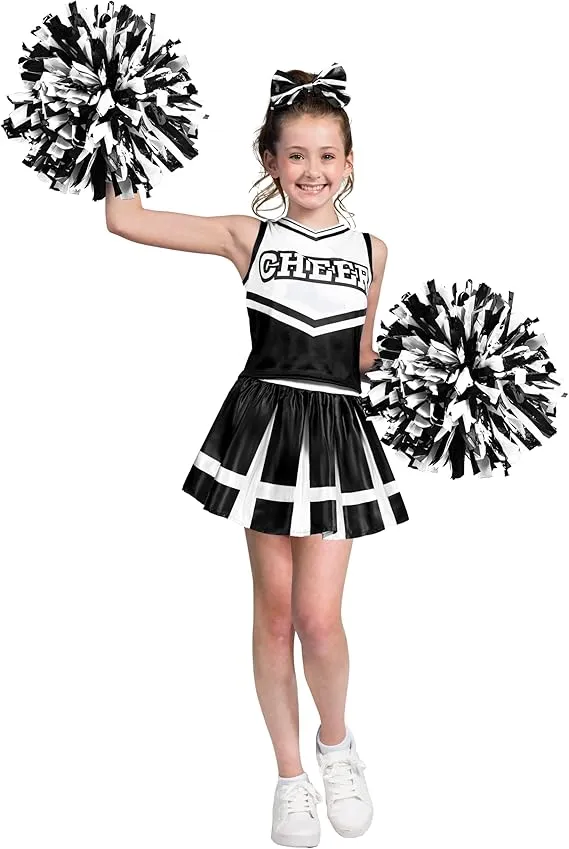 Girl Blue Cheerleader Costume, Black