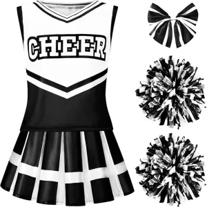 Girl Blue Cheerleader Costume, Black