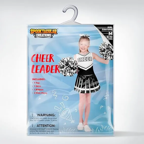 Girl Blue Cheerleader Costume, Black