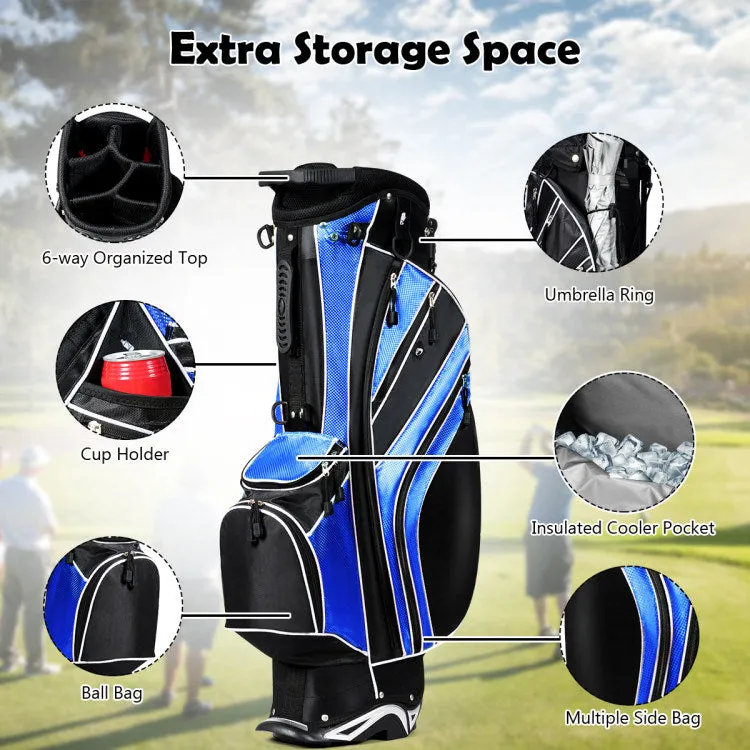 Golf Stand Cart Bag with 6-Way Divider Carry Pockets