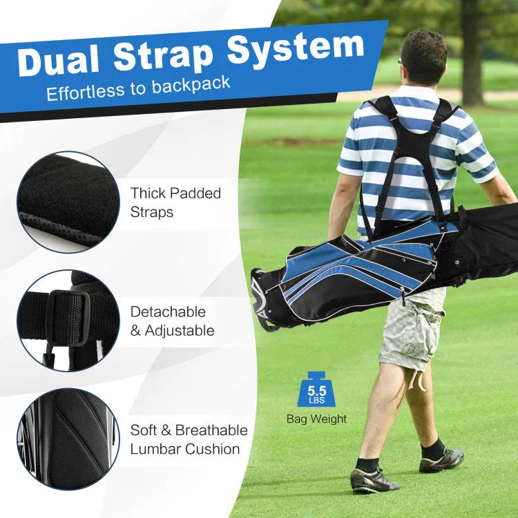 Golf Stand Cart Bag with 6-Way Divider Carry Pockets