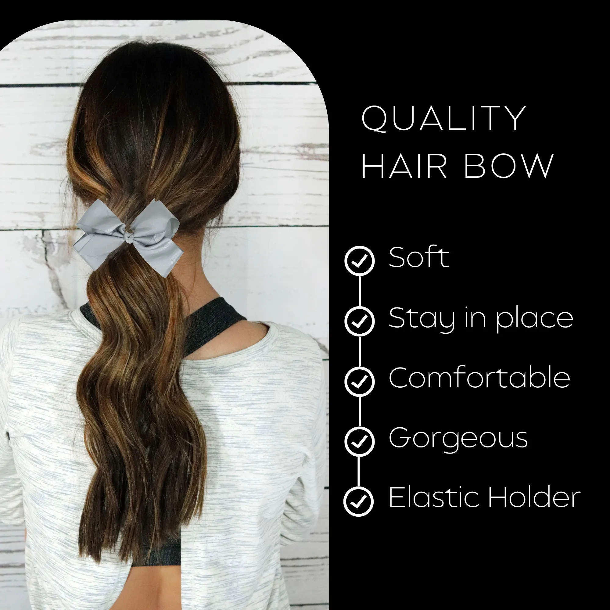 Gray Classic Hair Bow