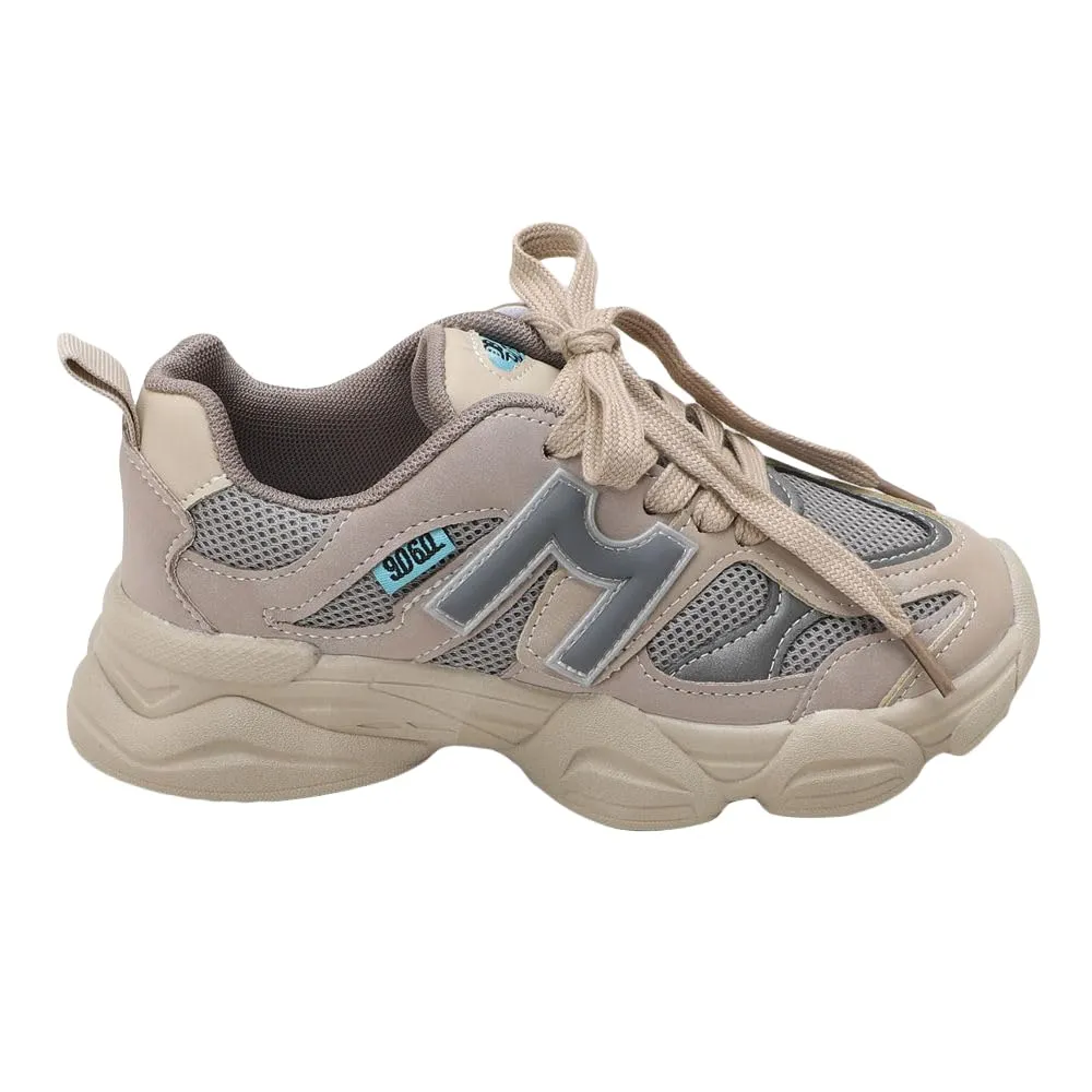 Hopscotch Girls TPR and Mesh Text Print Athletic Shoes in Grey Color, UK:13 (TB4-4515628)