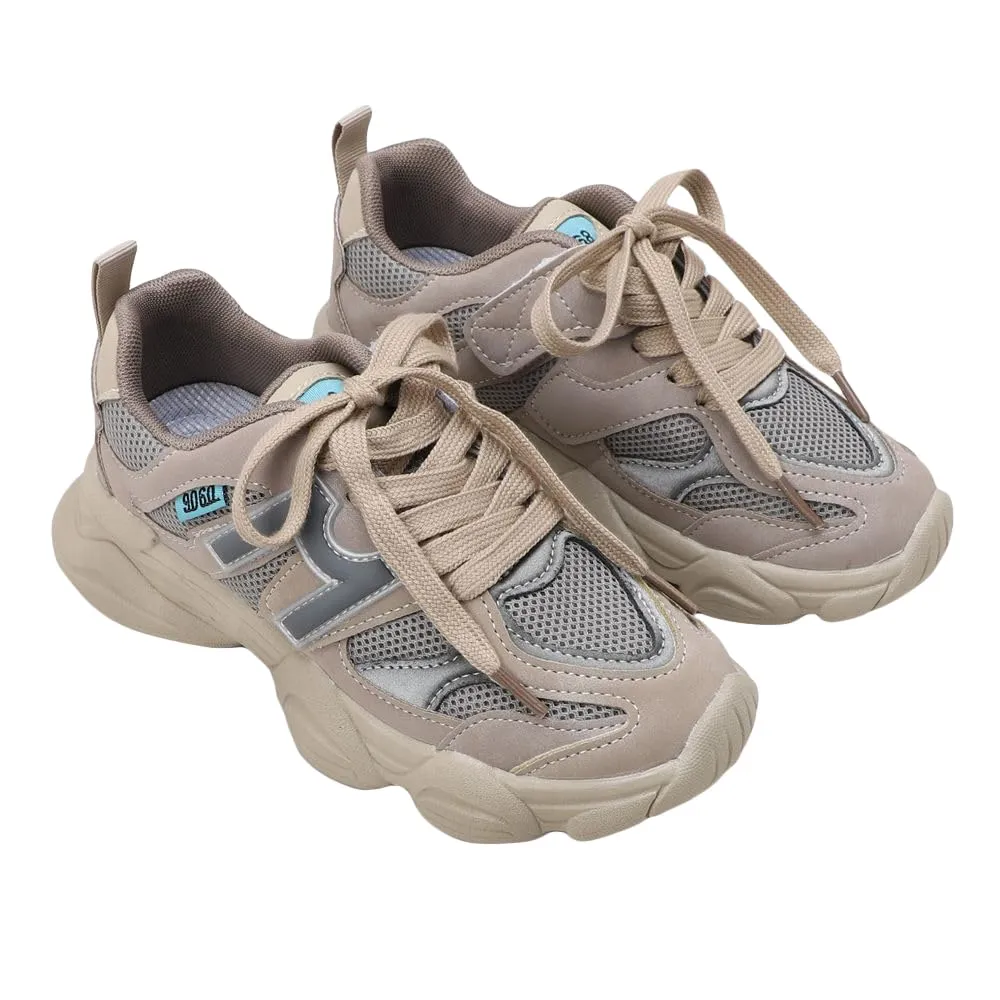 Hopscotch Girls TPR and Mesh Text Print Athletic Shoes in Grey Color, UK:13 (TB4-4515628)