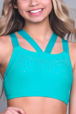 Janet Sports Bra in Aqua Crystal