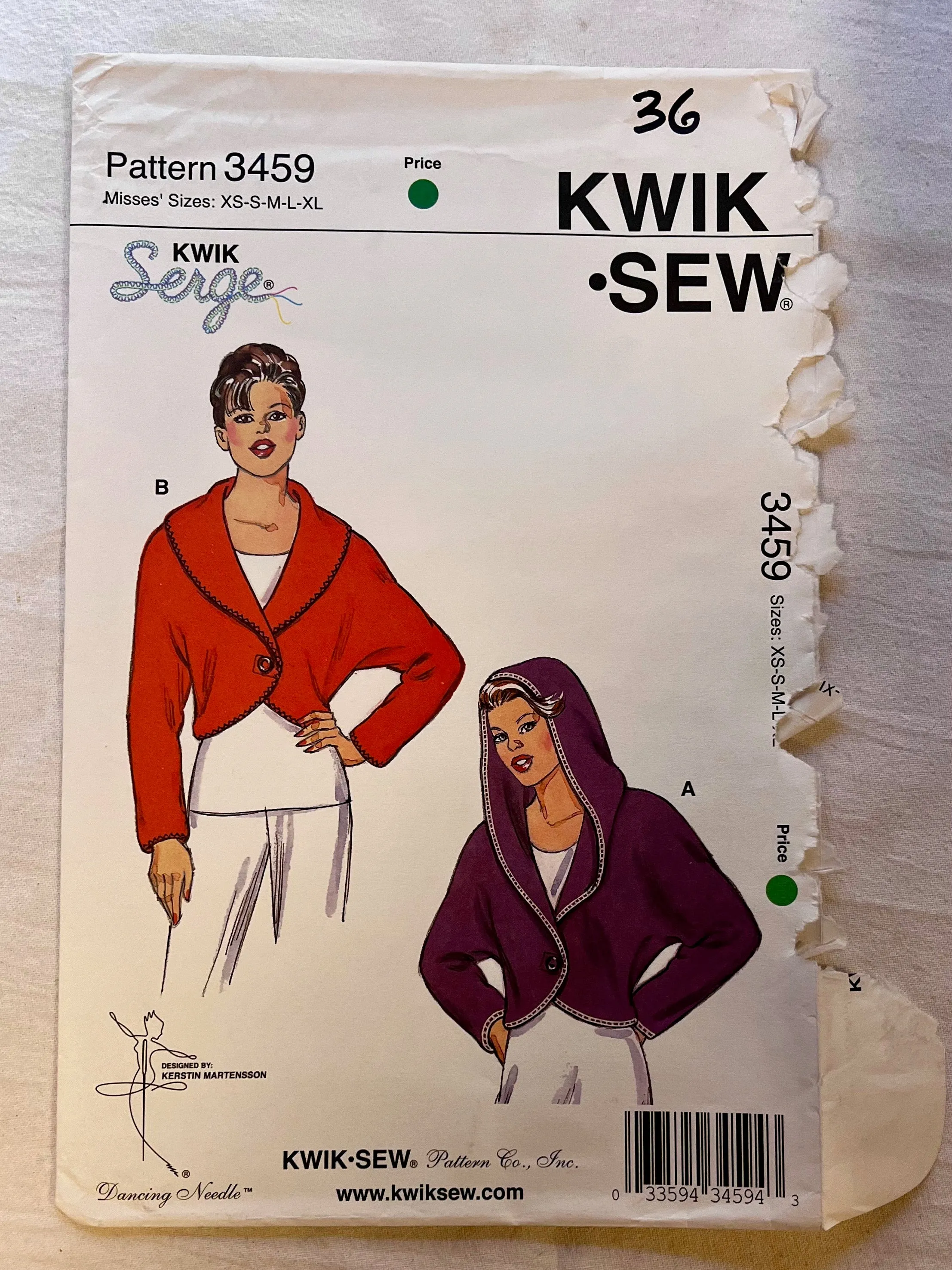 Kwik Sew 3459 UNCUT Adult Casual/Athletic Wear Sizes Sizes XS-XL