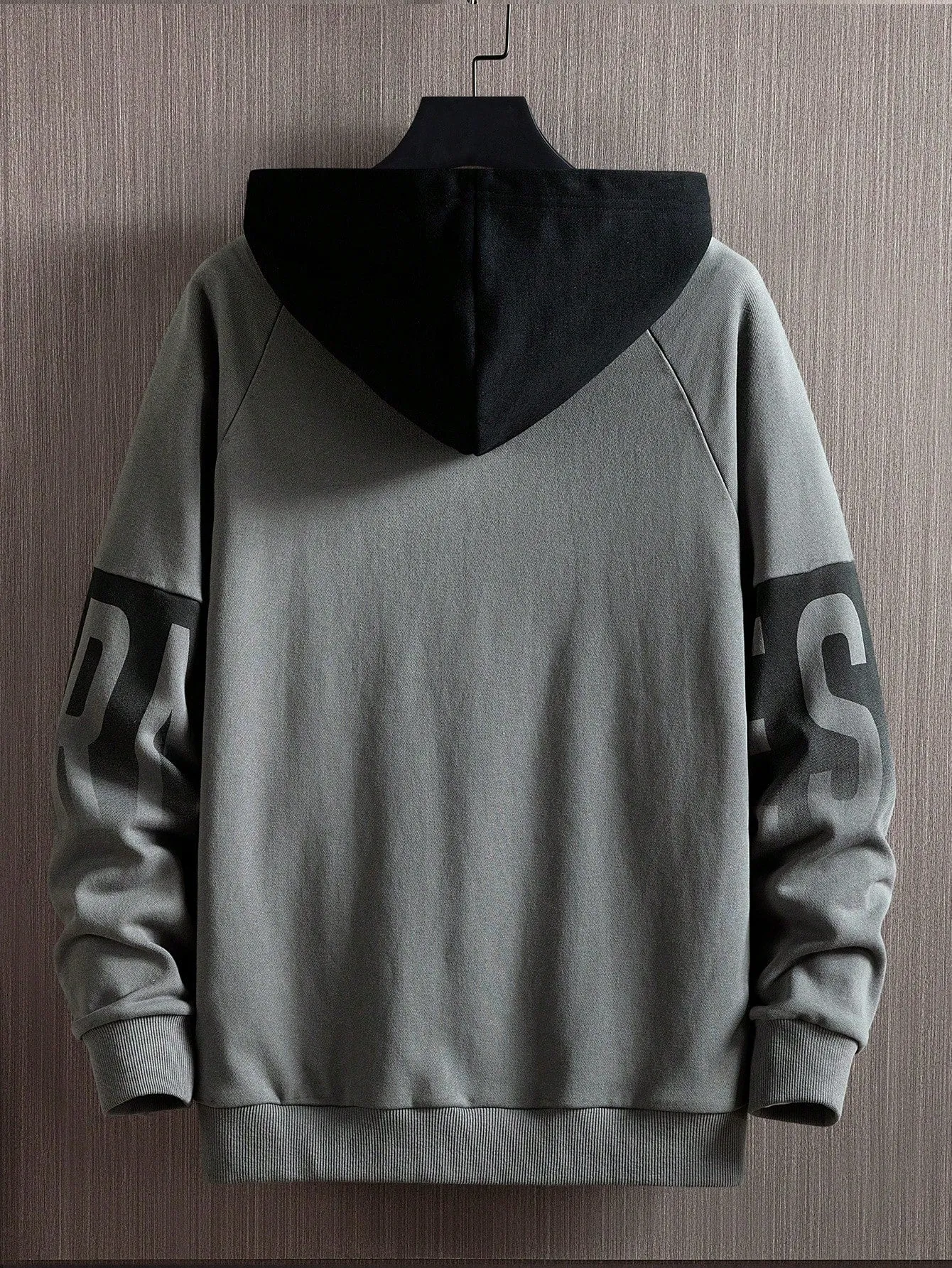 Men's Colorblock Letter Print Drawstring Hooded Sweatshirt