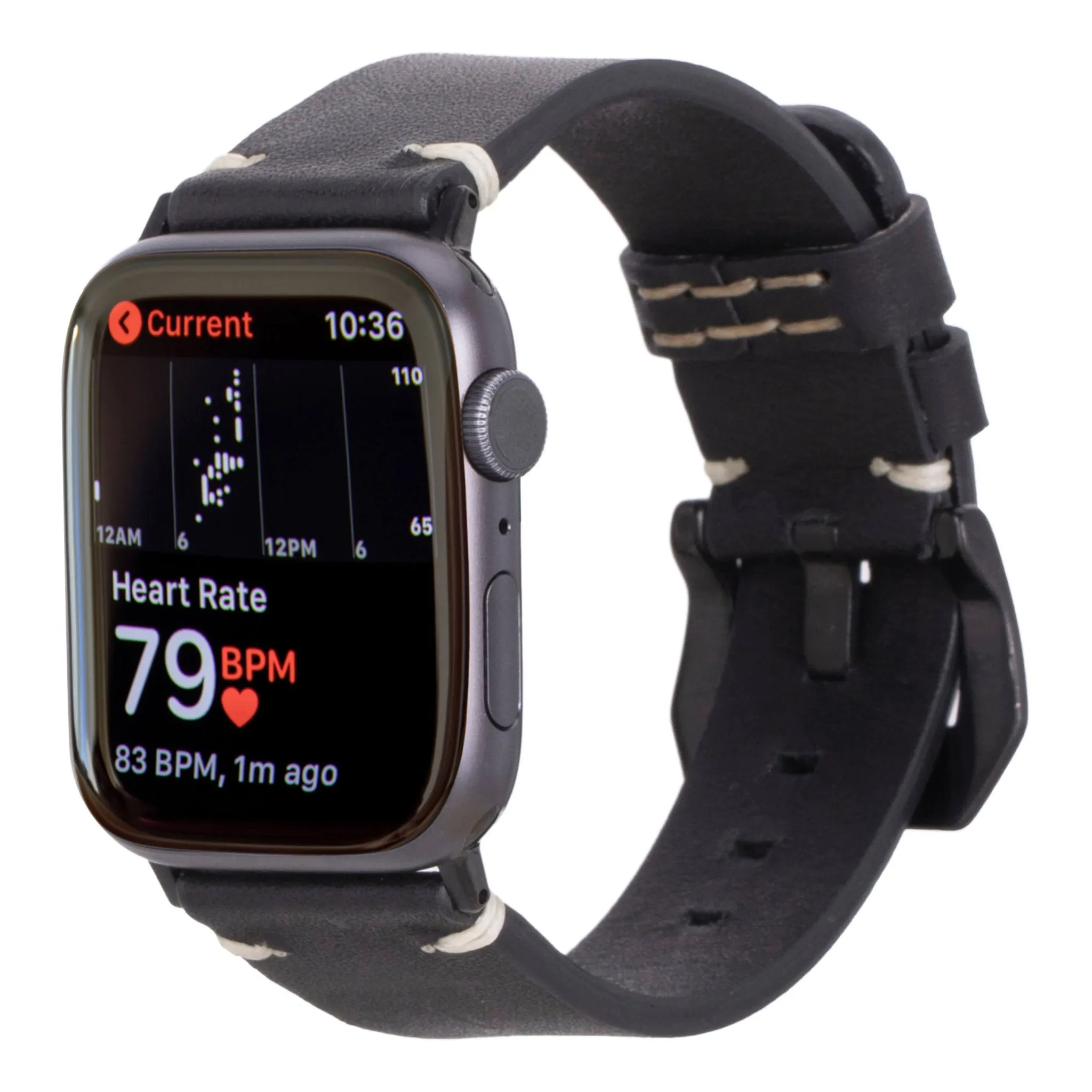 Modern Newport Band for Apple Watch 44mm / 45mm, Distressed Black, Black Hardware