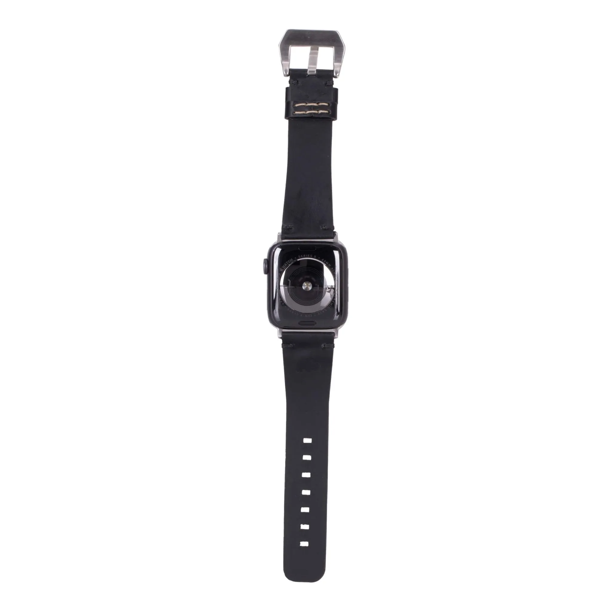 Modern Newport Band for Apple Watch 44mm / 45mm, Distressed Black, Silver Hardware