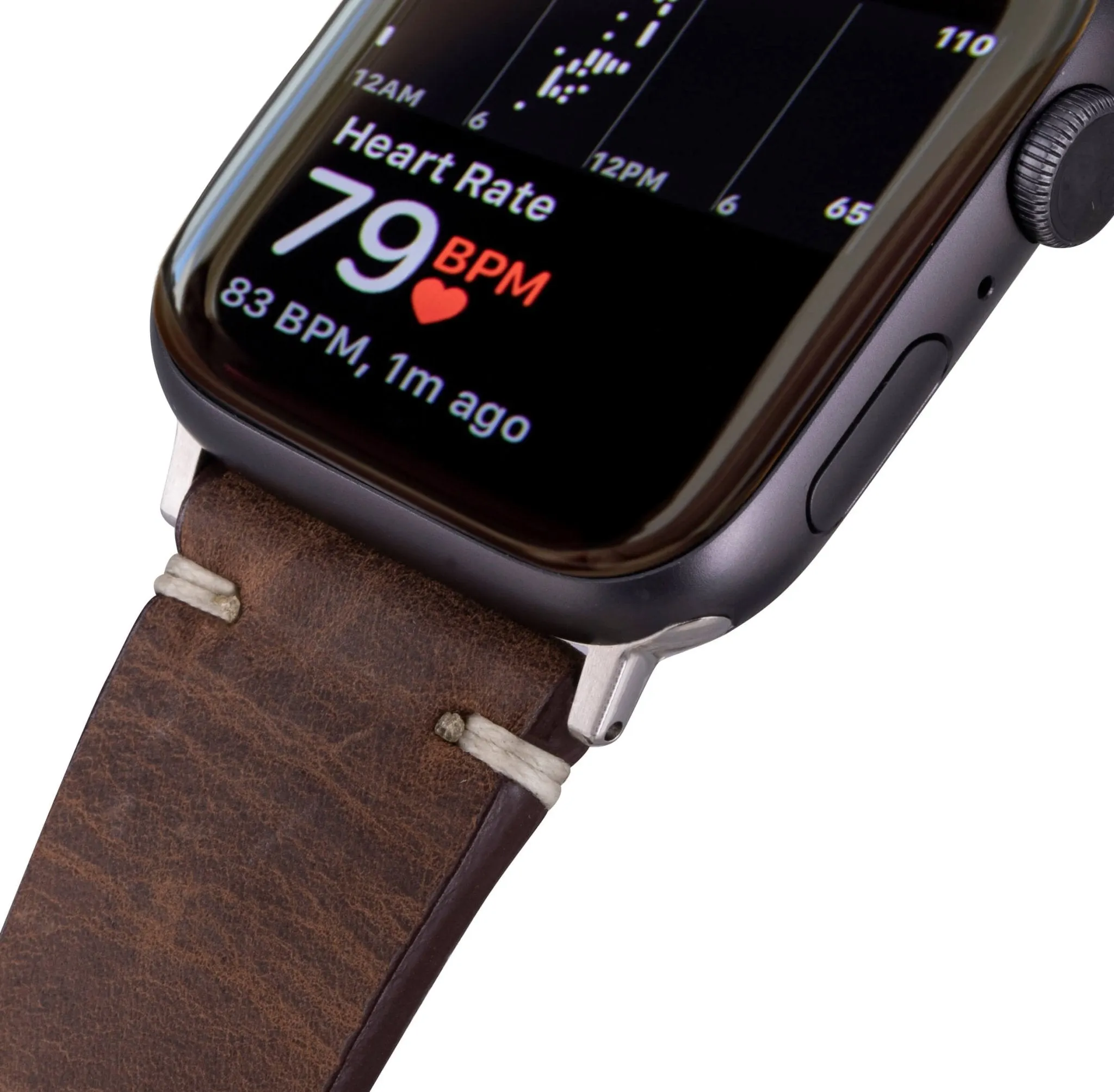 Modern Newport Band for Apple Watch 44mm / 45mm, Distressed Coffee, Silver Hardware