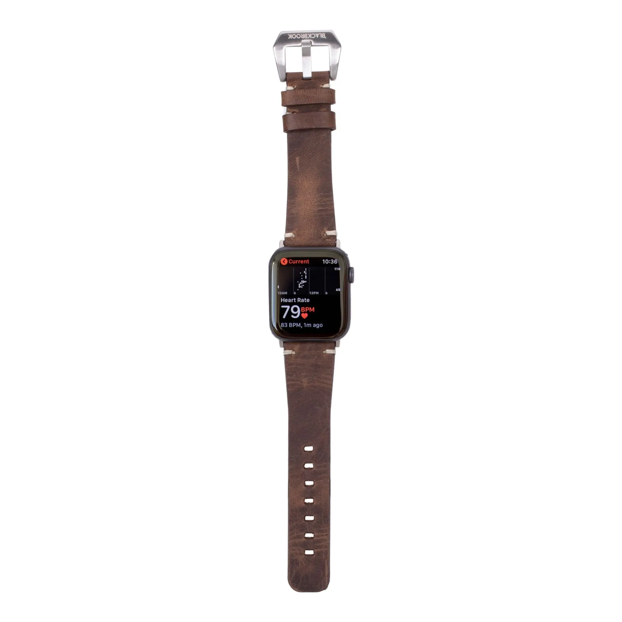 Modern Newport Band for Apple Watch 44mm / 45mm, Distressed Coffee, Silver Hardware