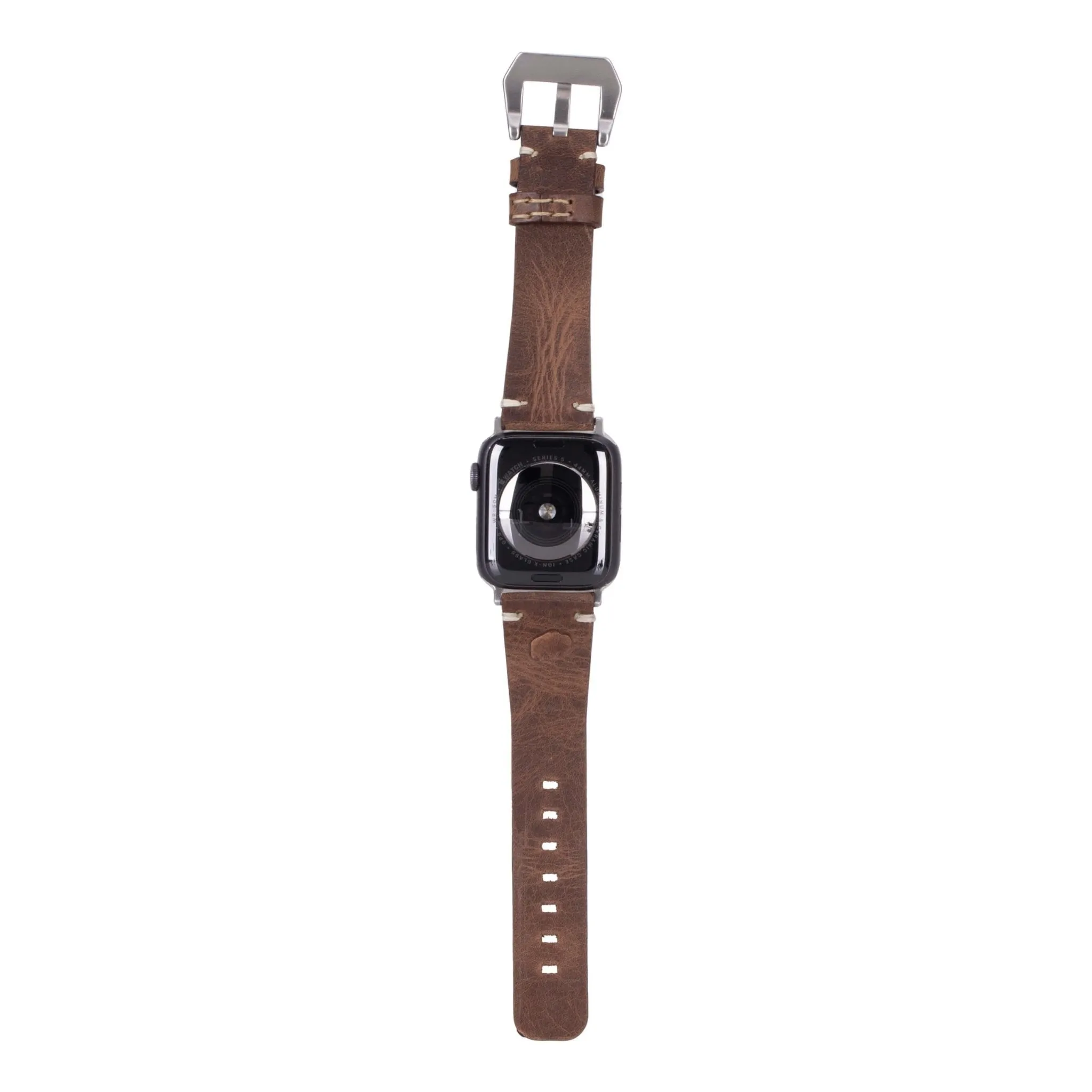 Modern Newport Band for Apple Watch 44mm / 45mm, Distressed Coffee, Silver Hardware