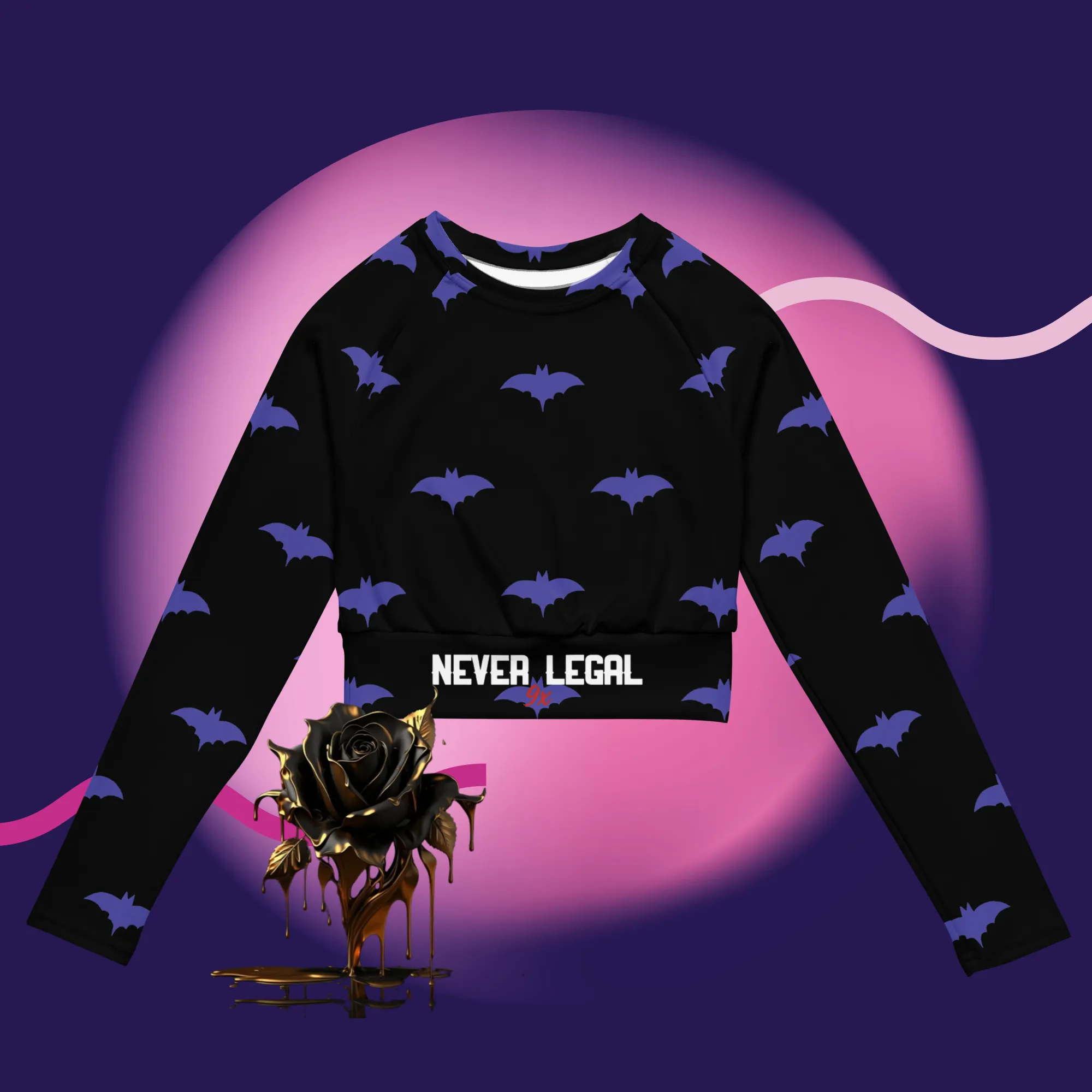 NEVER LEGAL 9X long-sleeve crop top