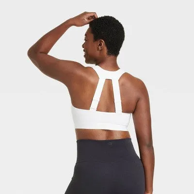 New - Women's High Support Sculpt Zip-Front Sports Bra - All in Motion