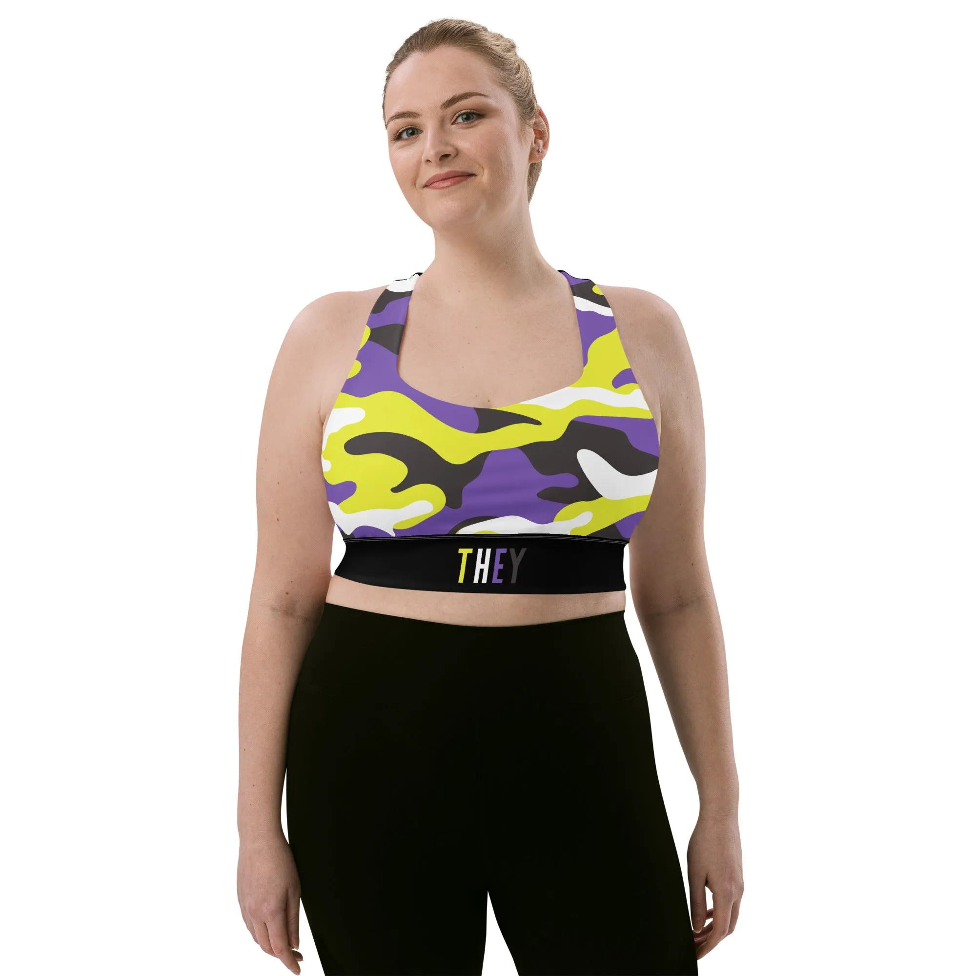 NonBinary Pride Camo Sports Bra