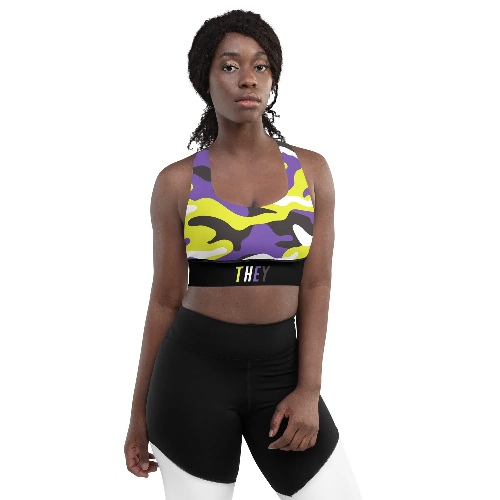 NonBinary Pride Camo Sports Bra