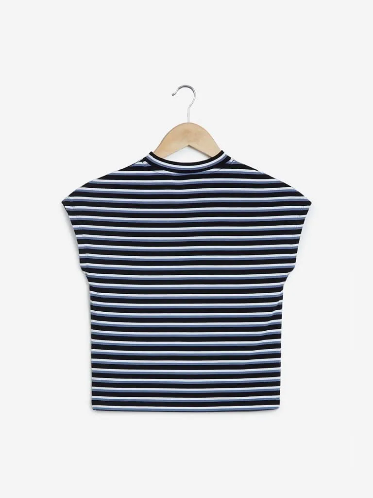 Nuon Black Striped Adora Crop T-Shirt