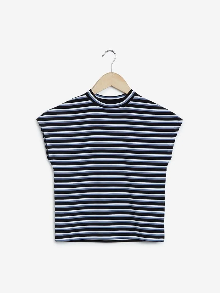 Nuon Black Striped Adora Crop T-Shirt