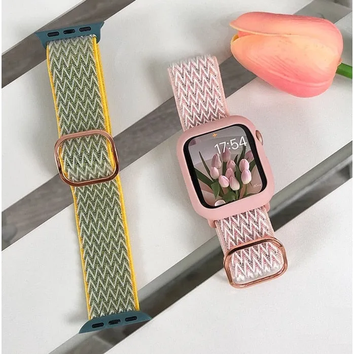 Nylon Strap For Apple Watch Band 44mm 45mm 41mm 40mm 38mm 42mm Accessories Pulseira Bracelet Iwatch Series 7 Se 6 5 4 3 - Watchbands