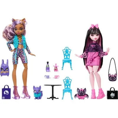 Open Box - Monster High Faboolous Pets Draculaura and Clawdeen Wolf Fashion Dolls with Two Pets